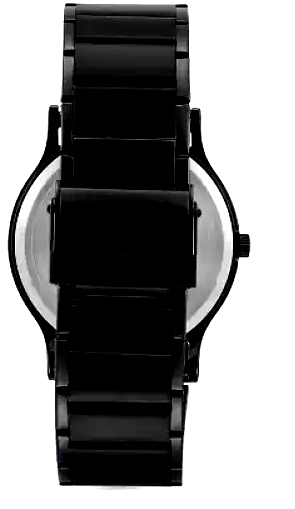 Allen Solly (men) 3 Back view of an Allen Solly black wristwatch with a metal strap and clasp.