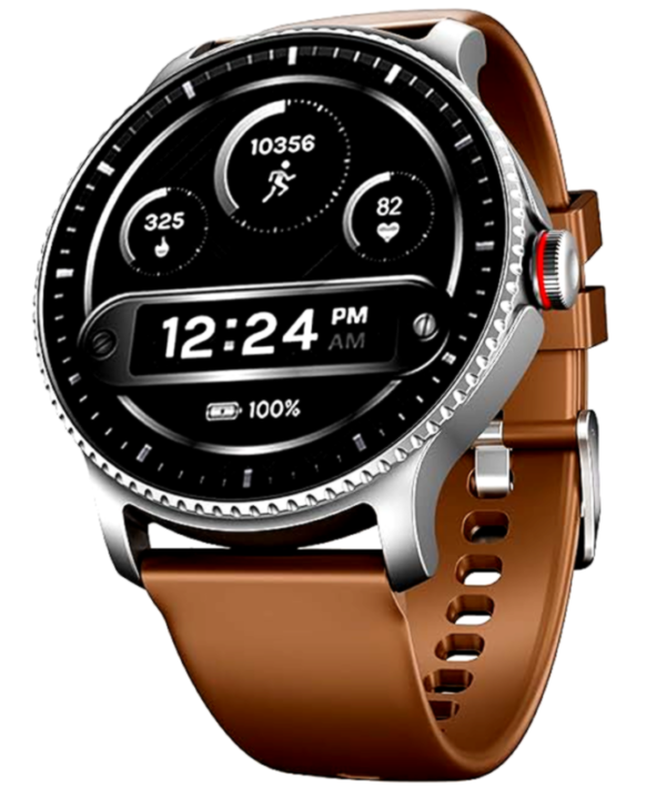 boAt Smartwatch with HD Display, Brown Strap, and Advanced Health Tracking Features.
