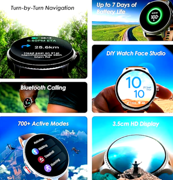 boAt Smartwatch features turn-by-turn navigation, Bluetooth calling, customizable watch faces, and 700+ active modes.
