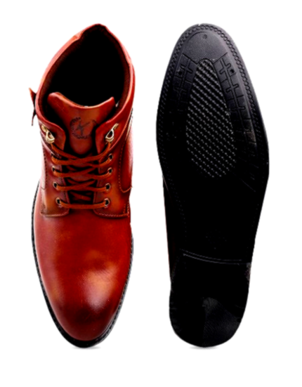 KRAASA (men) 4 KRAASA Men's Brown Lace-Up Boots with Textured Sole and Cushioned Interior.