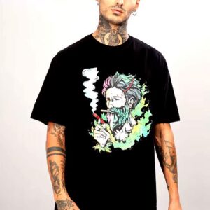 Tom Hiddle Black Graphic Oversized T-Shirt with Bold Artistic Print on Front.