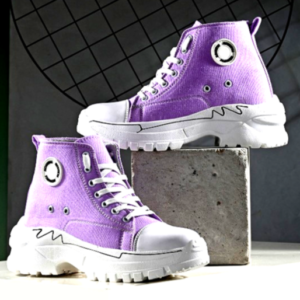Kook N Keech Stylish Purple High-Top Sneakers with Chunky White Sole.