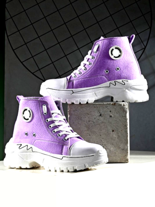 Kook N Keech (women) 3 Kook N Keech Stylish Purple High-Top Sneakers with Chunky White Sole.