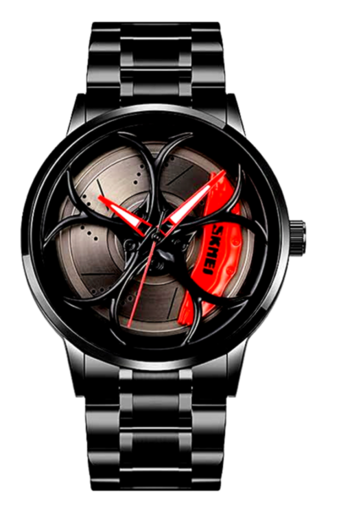 SKMEI (men) 5 SKMEI Men's Analog Watch with Unique Black Dial and Red Accents.