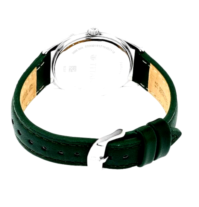 Titan (women) 4 Titan Women's Watch with Green Leather Strap and Stainless Steel Back.