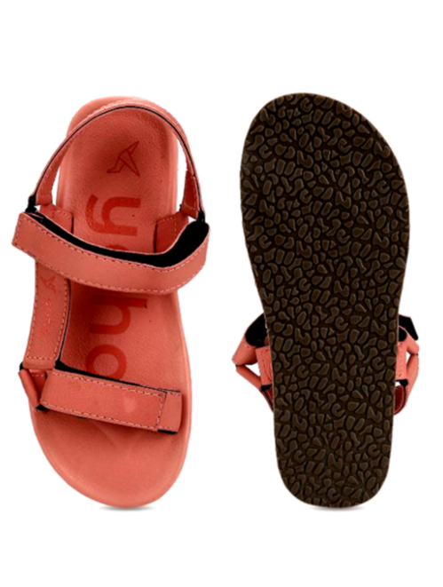 yoho (women) 4 Yoho Women's Pink Sandals with Textured Sole and Double Adjustable Straps.