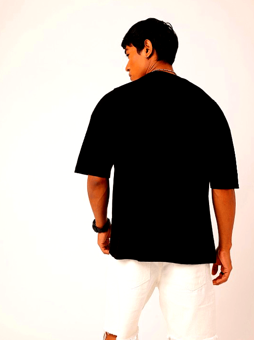 Kook N Keech Oversized Black T-Shirt – Back View Kook N Keech Men's Black Oversized T-Shirt – Back View