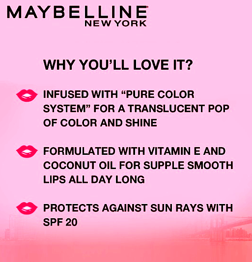 Maybelline (women) 4 Key benefits of Maybelline Baby Lips Color Lip Balm - hydration, color, and sun protection.
