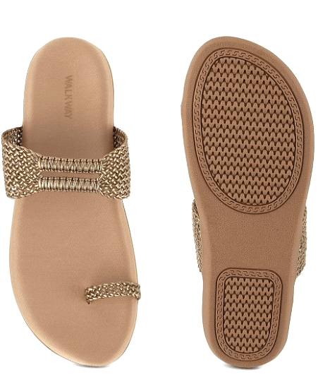 WALKWAY by Metro (women) 4 WALKWAY by Metro tan sandals with textured strap design and PVC sole.