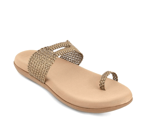 WALKWAY by Metro (women) 3 Side view of WALKWAY by Metro tan sandals showing the toe ring design and cushioned footbed.